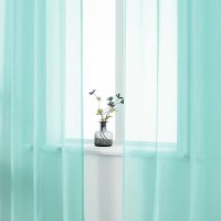 Dualife Aqua Sheer Curtain Panels 72 Inches Long Grommet Solid Mint Green Soft Touch Semi Window Drapes For Bedroom Living Room