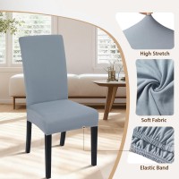 Searchi Dining Room Chair Covers Set Of 6, Stretch Solid Color Parsons Chair Slipcovers Spandex Removable Washable Kitchen Chair Protector Cover For Dining Room, Hotel, Ceremony (Smoky Gray)