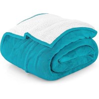 Utopia Bedding Sherpa Bed Blanket Queen Size Turquoise 480Gsm 90X90 Inches Soft Reversible Blanket Bulk Pack Of 6