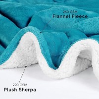 Utopia Bedding Sherpa Bed Blanket Queen Size Turquoise 480Gsm 90X90 Inches Soft Reversible Blanket Bulk Pack Of 6