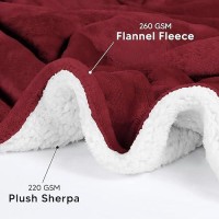 Utopia Bedding Sherpa Bed Blanket Queen Size Red 480Gsm 90X90 Inches Soft Reversible Blanket Bulk Pack Of 6