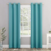 Sun Zero Riley Kids Bedroom Blackout Grommet Curtain Panel 40 X 95 Surf Blue