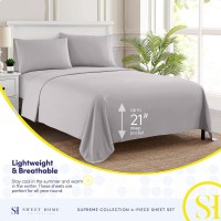 King Size Sheets Breathable Luxury Bed Sheets With Full Elastic Secure Corner Straps Built In 1800 Supreme Collection Extr