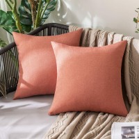 Miulee Pack Of 2 Decorative Outdoor Solid Waterproof Throw Pillow Covers Polyester Linen Garden Farmhouse Cushion Cases For Pati