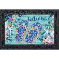 Briarwood Lane Enjoy Life Flip Flops Summer Doormat Nautical Indoor Outdoor 30 X 18