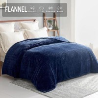 Exclusivo Mezcla Navy Blue Fleece King Size Blanket For Bed Super Soft Cozy Blankets With Decorative Wave Textured Lightweight