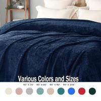 Exclusivo Mezcla Navy Blue Fleece King Size Blanket For Bed Super Soft Cozy Blankets With Decorative Wave Textured Lightweight