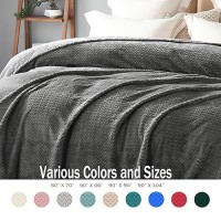 Exclusivo Mezcla Grey Fleece Twin Size Blanket For Bed Super Soft Cozy Blankets With Decorative Wave Textured Lightweight Plus