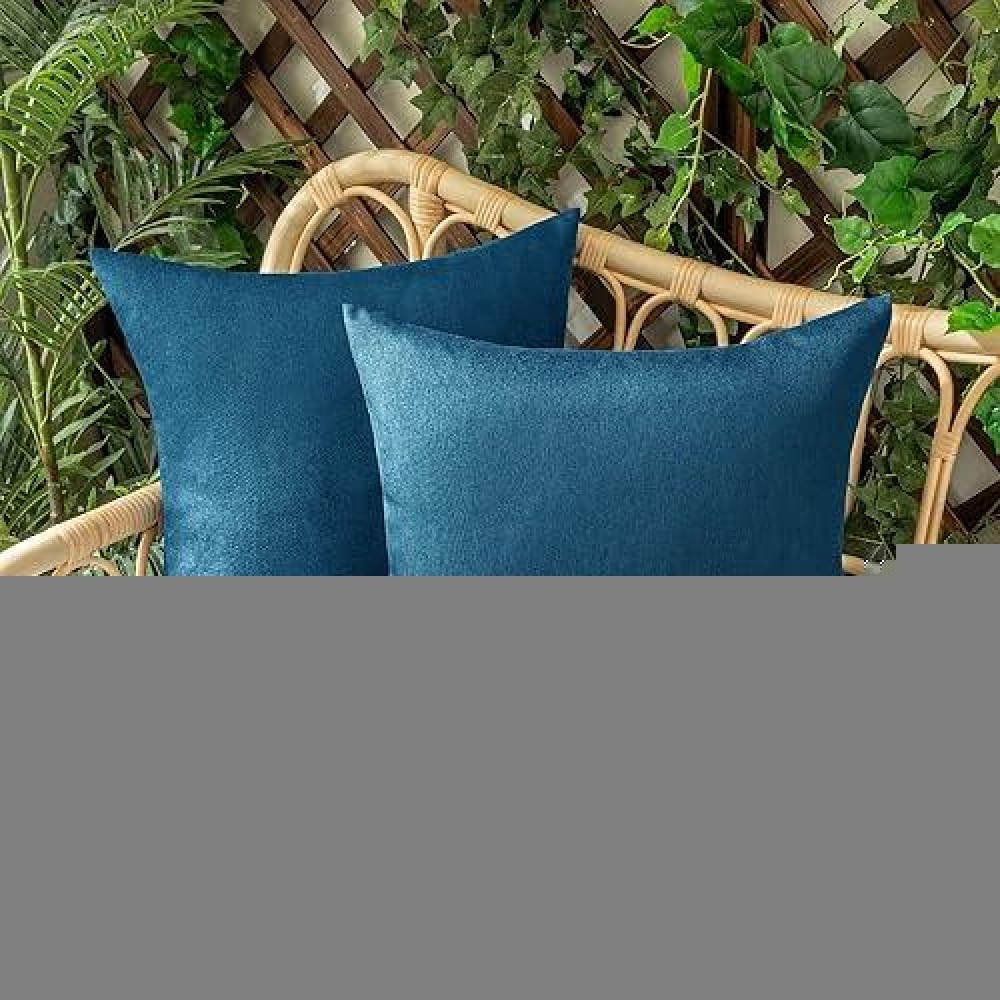 Woaboy Set Of 2 Outdoor Waterproof Throw Pillow Covers Decorative Farmhouse Linen Pillowcase Solid Cushion Cases For Bedroom Liv