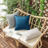 Woaboy Set Of 2 Outdoor Waterproof Throw Pillow Covers Decorative Farmhouse Linen Pillowcase Solid Cushion Cases For Bedroom Liv