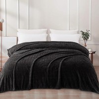 Exclusivo Mezcla Black Fleece King Size Blanket For Bed Super Soft Cozy Blankets With Decorative Wave Textured Lightweight Plu