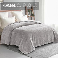 Exclusivo Mezcla Light Grey Fleece Queen Size Blanket For Bed Super Soft Cozy Blankets With Decorative Wave Textured Lightweig