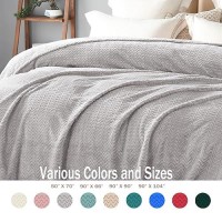 Exclusivo Mezcla Light Grey Fleece Queen Size Blanket For Bed Super Soft Cozy Blankets With Decorative Wave Textured Lightweig