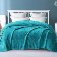 Exclusivo Mezcla Teal Fleece King Size Blanket For Bed  90X104 Inches Soft Cozy 3D Decorative Jacquard Flannel Blankets  Lightweight Fuzzy Plush Warm Blankets For All Seasons