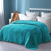 Exclusivo Mezcla Teal Fleece King Size Blanket For Bed  90X104 Inches Soft Cozy 3D Decorative Jacquard Flannel Blankets  Lightweight Fuzzy Plush Warm Blankets For All Seasons