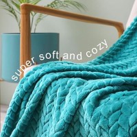 Exclusivo Mezcla Teal Fleece King Size Blanket For Bed  90X104 Inches Soft Cozy 3D Decorative Jacquard Flannel Blankets  Lightweight Fuzzy Plush Warm Blankets For All Seasons