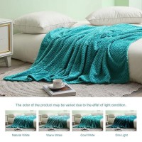 Exclusivo Mezcla Teal Fleece King Size Blanket For Bed  90X104 Inches Soft Cozy 3D Decorative Jacquard Flannel Blankets  Lightweight Fuzzy Plush Warm Blankets For All Seasons