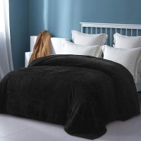 Exclusivo Mezcla Black Fleece Queen Size Blanket For Bed  90X90 Inches Soft Cozy 3D Decorative Jacquard Flannel Blankets  Lightweight Fuzzy Plush Warm Blankets For All Seasons