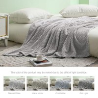 Exclusivo Mezcla Light Grey Fleece Queen Size Blanket For Bed  90X90 Inches Soft Cozy 3D Decorative Jacquard Flannel Blankets  Lightweight Fuzzy Plush Warm Blankets For All Seasons