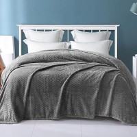 Exclusivo Mezcla Dark Grey Fleece Queen Size Blanket For Bed  90X90 Inches Soft Cozy 3D Decorative Jacquard Flannel Blankets  Lightweight Fuzzy Plush Warm Blankets For All Seasons