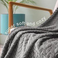 Exclusivo Mezcla Dark Grey Fleece Queen Size Blanket For Bed  90X90 Inches Soft Cozy 3D Decorative Jacquard Flannel Blankets  Lightweight Fuzzy Plush Warm Blankets For All Seasons