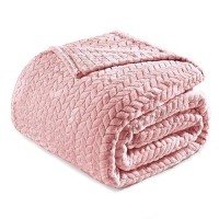 Exclusivo Mezcla Pink Fleece King Size Blanket For Bed 90X104 Inches Soft Cozy 3D Decorative Jacquard Flannel Blankets Lightwe