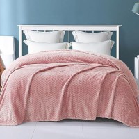 Exclusivo Mezcla Pink Fleece King Size Blanket For Bed 90X104 Inches Soft Cozy 3D Decorative Jacquard Flannel Blankets Lightwe