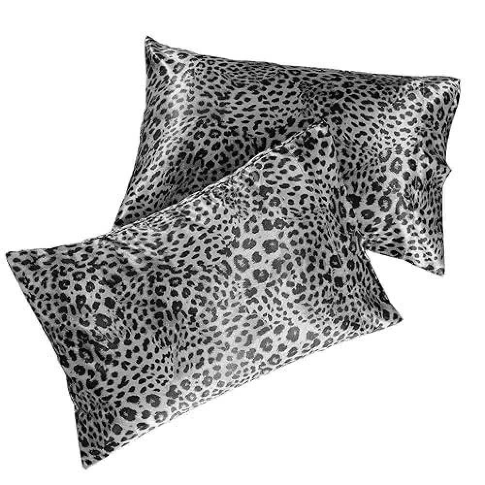 Pure Bedding Satin Pillowcase 2 Pack King Size 20X40 Silver Leopard Silky Pillow Cases For Hair And Skin Satin Pill