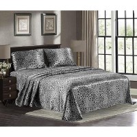 Pure Bedding Satin Pillowcase 2 Pack King Size 20X40 Silver Leopard Silky Pillow Cases For Hair And Skin Satin Pill