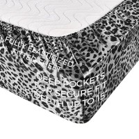 Satin Sheets Twin 3Piece Silver Leopard Hotel Luxury Silky Bed Sheets Extra Soft 1800 Microfiber Sheet Set Wrinkle Fade