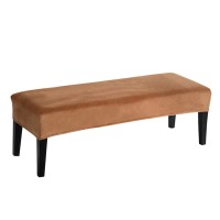 Velvet Dining Room Bench Covers,Soft Stretch Thick Spandex Bench Slipcover, Removable Washable Bench Cushion Slipcovers For Living Room, Bedroom, Kitchen(Reddish Brown)