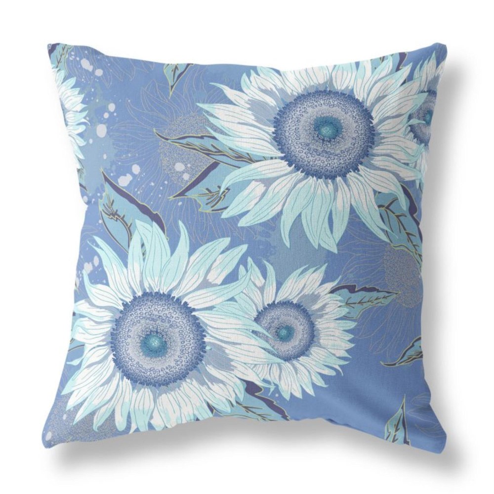 Sunflower Broadcloth Indoor Outdoor Double Sided Cushion, Zippered, Blue White