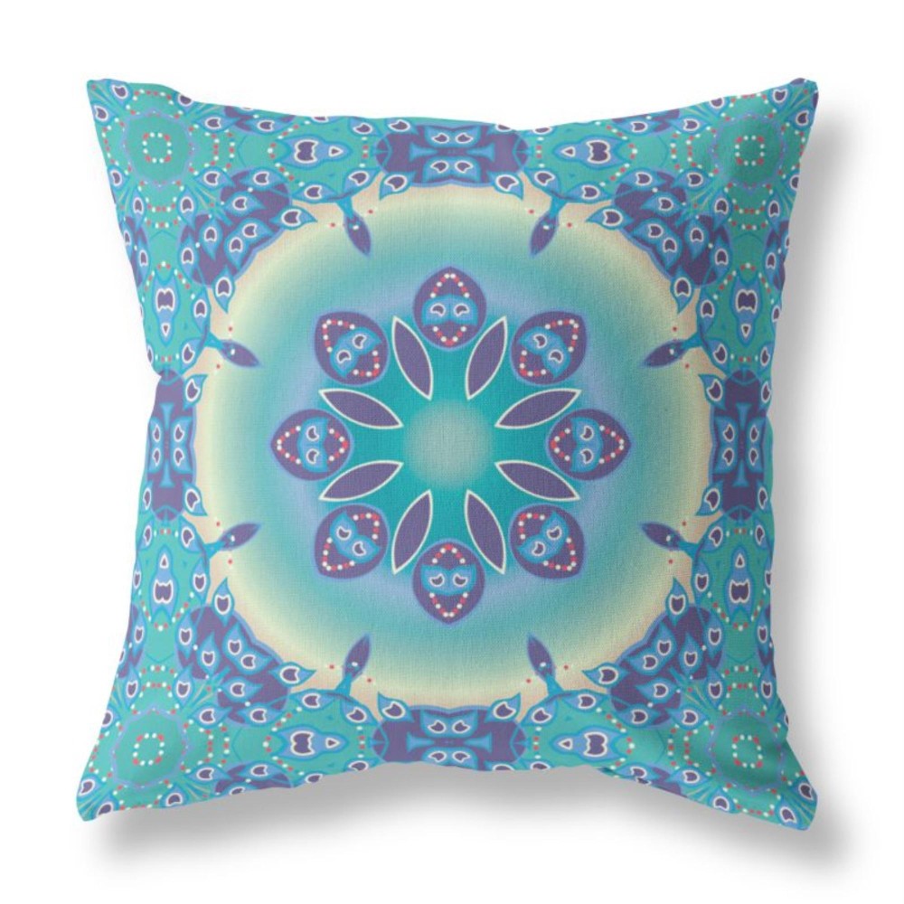 Jewel Circle Broadcloth Indoor Outdoor Pillow, Zippered, Greenblue