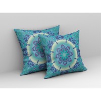 Jewel Circle Broadcloth Indoor Outdoor Pillow, Zippered, Greenblue