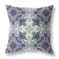 Rose Diamond Broadcloth Indoor Outdoor Pillow, Zippered, Blueoffwhite