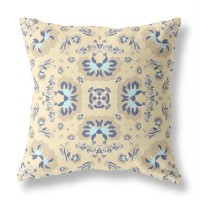 Divine Flowers Broadcloth Indoor Outdoor Pillow, Zippered, Yellowblue