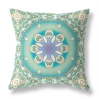 Jewel Circle Broadcloth Indoor Outdoor Pillow, Zippered, Beigegreen