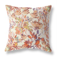 Watercolor Lilac Bulb Broadcloth Indoor Outdoor Double Sided Cushion, Zippered, Red Peachcream