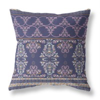 Nandini Flowers Broadcloth Indoor Outdoor Pillow, Zippered, Bluepink