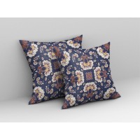 Divine Flowers Broadcloth Indoor Outdoor Pillow, Zippered, Bluewhite