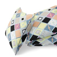 Quilted Tile Diamonds Broadcloth Indoor Outdoor Double Sided Cushion, Zippered, Yellow Pink