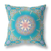 Jewel Circle Broadcloth Indoor Outdoor Pillow, Zippered, Bluegreen