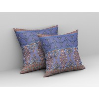 Nandini Flowers Broadcloth Indoor Outdoor Pillow, Zippered, Purpleblue