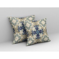 Rose Diamond Broadcloth Indoor Outdoor Pillow, Zippered, Offwhiteblue