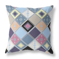 Quilted Tile Diamonds Broadcloth Indoor Outdoor Double Sided Cushion, Zippered, Blue Purple