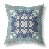 Rose Box Broadcloth Indoor Outdoor Pillow, Zippered, Grayblue