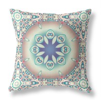 Jewel Circle Broadcloth Indoor Outdoor Pillow, Zippered, Beigeblue