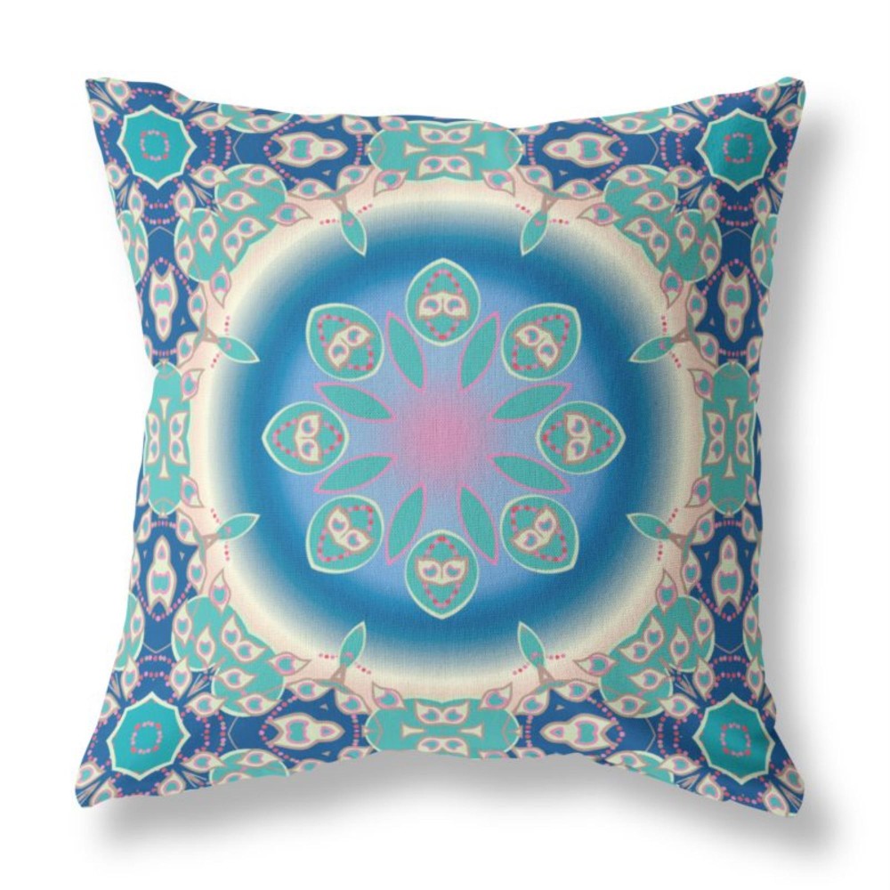 Jewel Circle Broadcloth Indoor Outdoor Pillow, Zippered, Blueturq