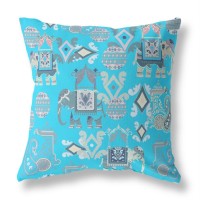 Elephant Howdah Broadcloth Indoor Outdoor Pillow, Zippered, Lightbluegray