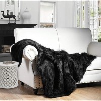 Luxury Plush Faux Fur Throw Blanket King Size  Long Pile Black Fur Blanket For Bed  Super Warm  Fuzzy  Elegant  Fluffy Decoration Blanket Scarf For Sofa  Armchair  Couch And Bed  104